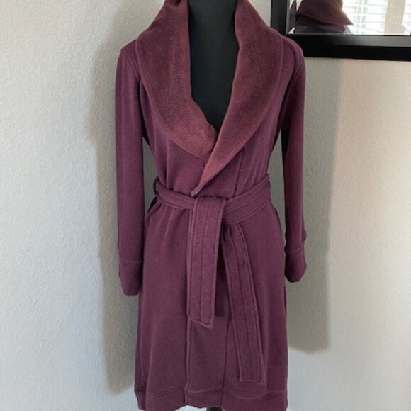 UGG Duffield Fleece Belted Robe Burgundy Wine XS - Picture 2 of 13